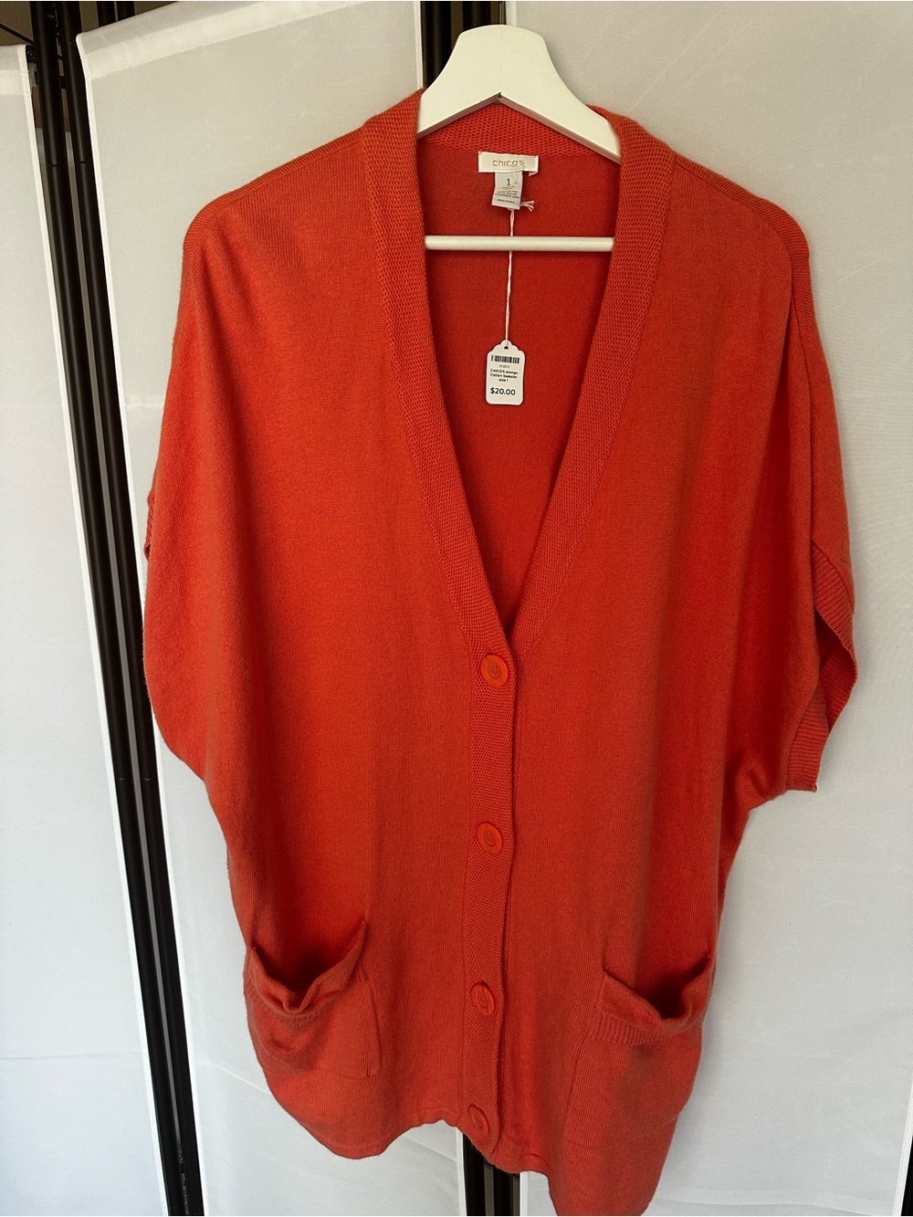 Chico's Bright Orange Button-Front Cardigan
